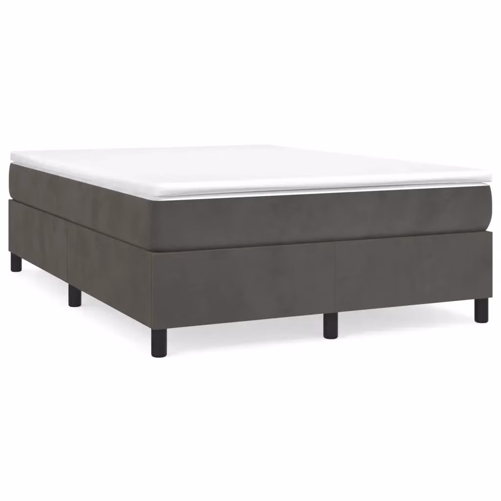Letto Ibrido vidaXL con Giroletto a Molle e Materasso in Velluto Grigio e Bianco L/P/H: 200 x 140 x 35 cm – 2