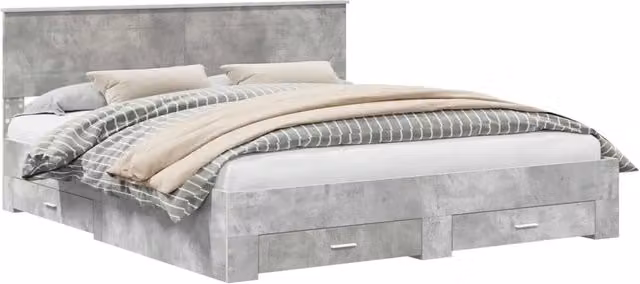 Letto matrimoniale | Letto per adulti | Struttura del letto con testiera Grigio cemento 180 x 200 cm
