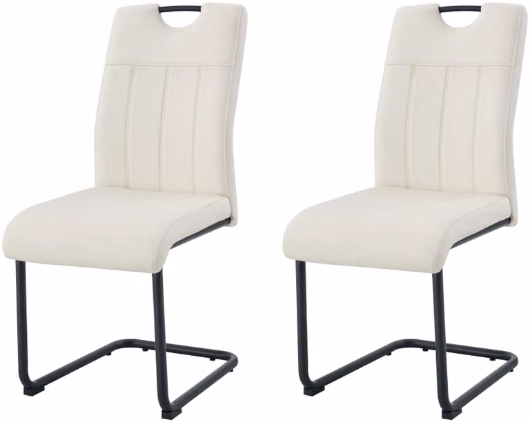 xonox.home Set di 2 sedie oscillanti Lisa velour look crema (L/H/D): 43 x 98 x 61 cm