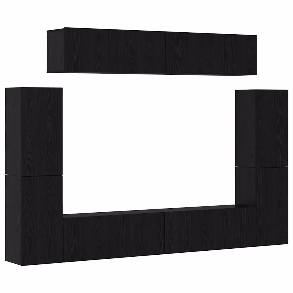 Set mobile TV moderno vidaXL da 8 pezzi in legno MDF color rovere e nero L: 80 cm, P: 30 cm, H: 30 cm – 2