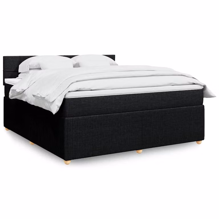 vidaXL Giroletto a Molle con Materasso in Tessuto Nero L: 180 cm, P: 200 cm