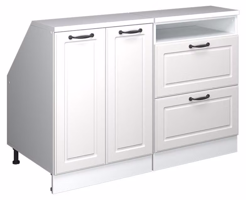 Mobile cucina sottotetto Vicco R-Line Bianco rustico 120 cm Set di 2 carcasse armadio profondità 60 cm, Model 60175