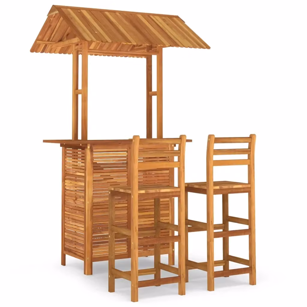 Set da Bar per Giardino vidaXL in 3 Pezzi in Legno di Acacia Marrone – 2