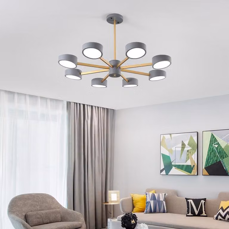 Plafoniera LED 9013D-8-G Grigio con telecomando Colore della luce regolabile Paralume in acrilico A+ Luce LED per soggiorno