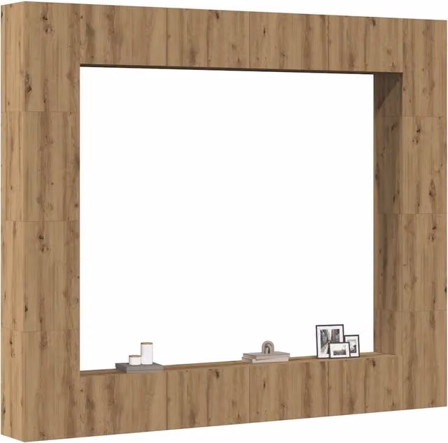 Set Mobile TV 8 pz Montato a Parete Rovere in Legno Multistrato 3328956