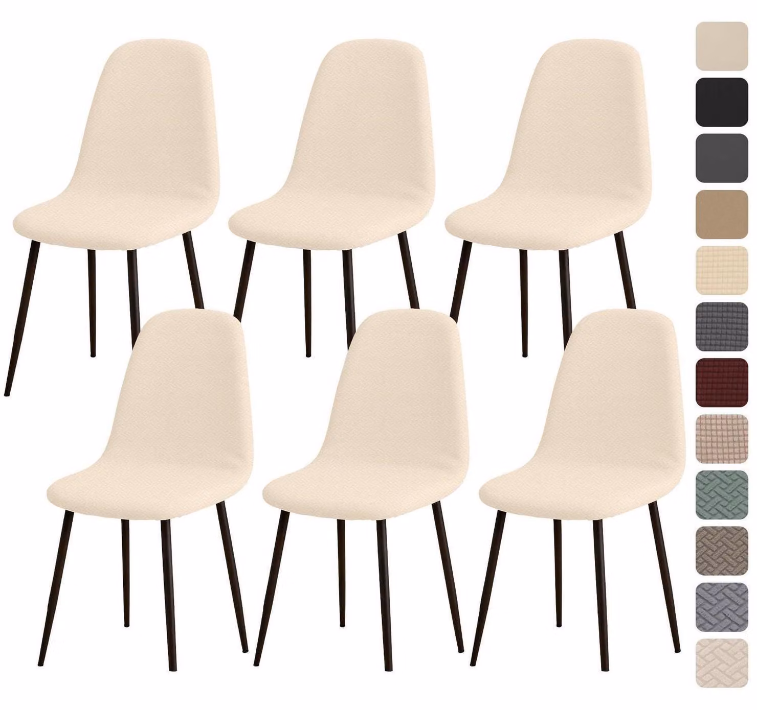 Copri sedie elasticizzati per sala da pranzo, colore giallo senape, set da 6