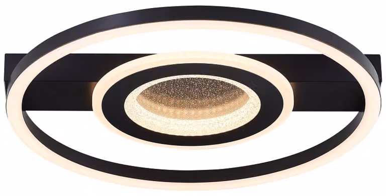 Plafoniera LED brillante Queens 37 x 37 cm, 2400 lm, 3000 K, effetto glitter, nero