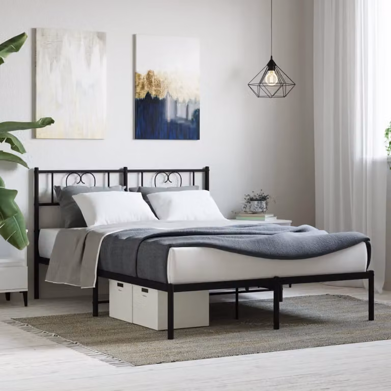 vidaXL Giroletto con Testiera in Metallo Nero L: 120 cm, P: 200 cm