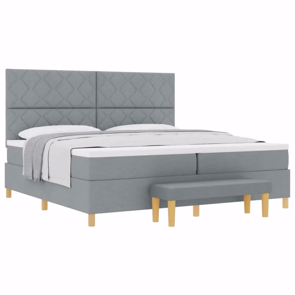 Letto a molle con materasso vidaXL Grigio chiaro L: 200 cm, P: 200 cm, H: 128 cm in tessuto – 2