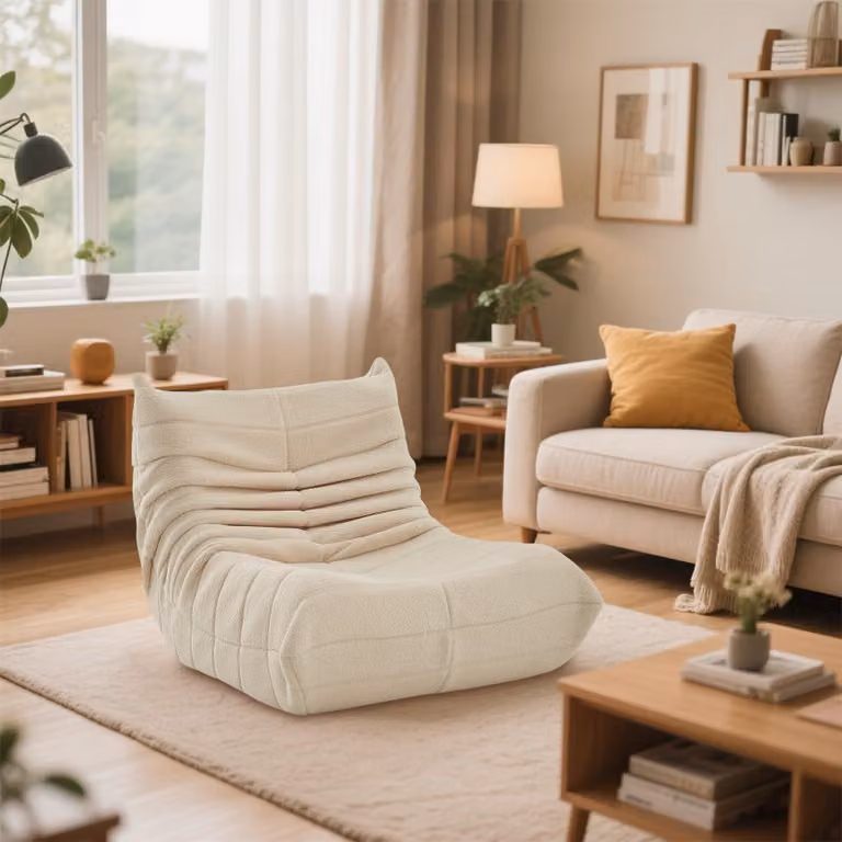 Poltrona relax – Divano confortevole – Cuscini per sedute da interno – Imbottitura extra spessa – Bianco e verde