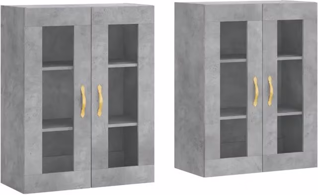 Set di 2 armadietti da parete pratici contenitori versatili moderni 69,5 x 34 x 90 cm in legno grigio cemento 02_0055418