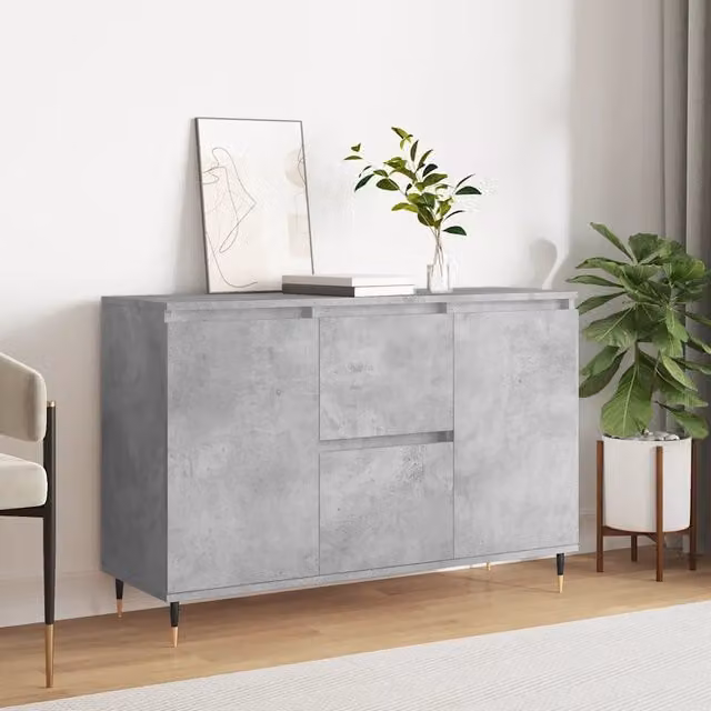 Credenza-Buffet-Armadio da cucina Grigio Cemento 101,5x35x70 cm in Legno Multistrato 285183
