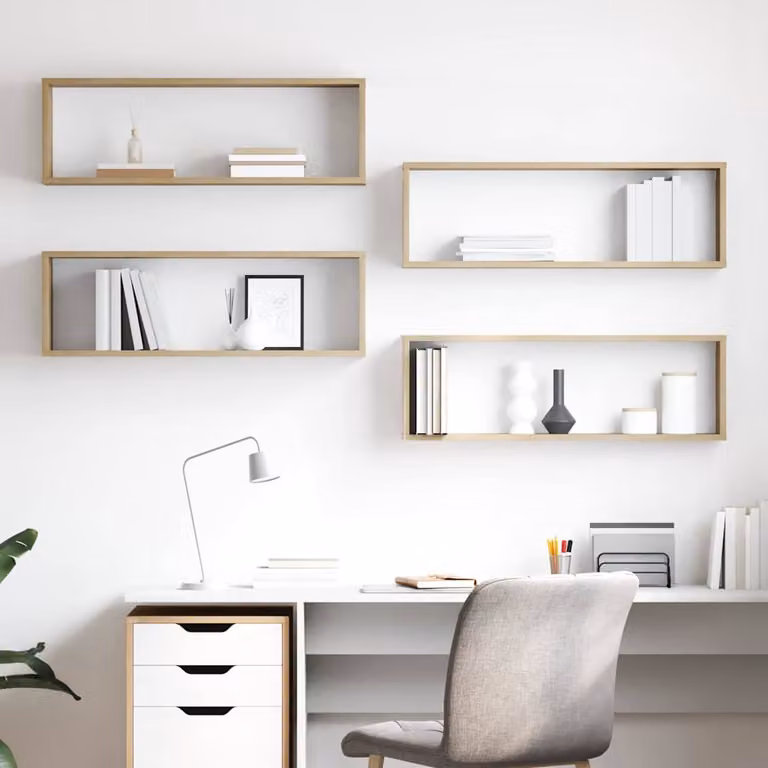 Set di 4 mensole a cubo da parete vidaXL in legno Rovere Sonoma, L 80 cm x P 15 cm x H 26,5 cm