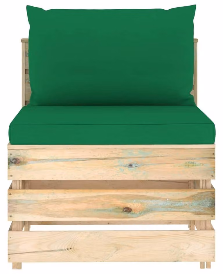 Divano modulare in legno con cuscino, ideale per giardino e terrazza