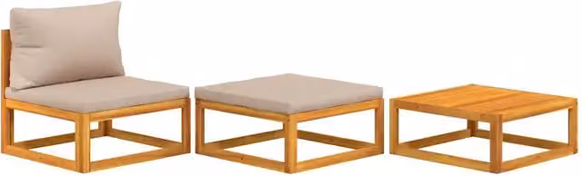 Set Mobili da Giardino 3 pz con Cuscini Legno Massello di Acacia CFW4417066