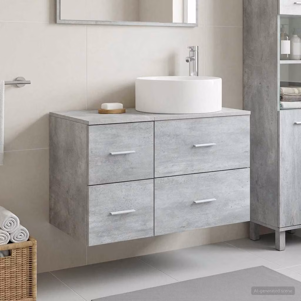 Set di mobili per il bagno moderno vidaXL composto da mobile lavabo e pensile a muro in MDF Grigio