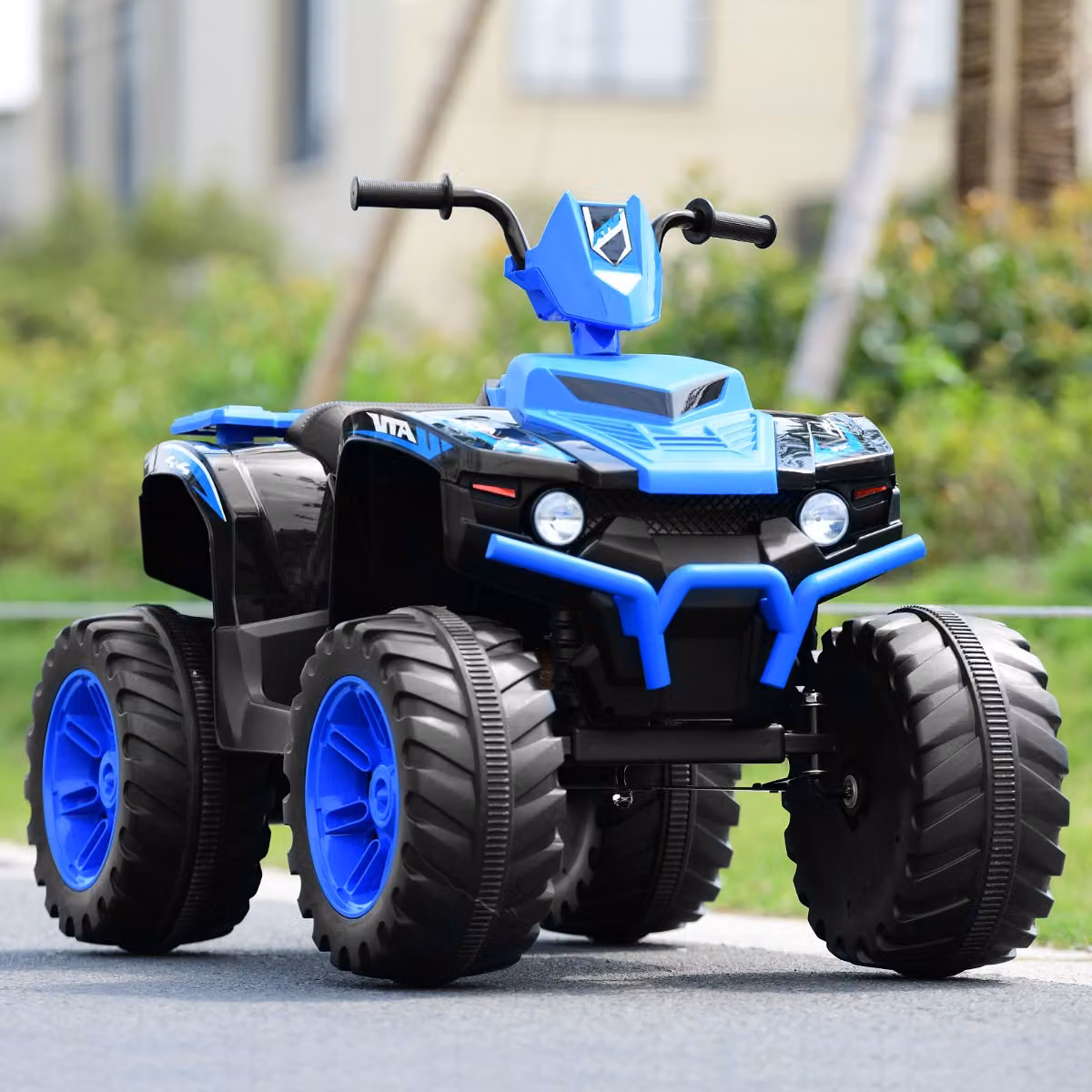 Costway Quad elettrico ATV 12 V per bambini con luci LED e musica, Blu, L/P/H: 104 x 67 x 74 cm – 3