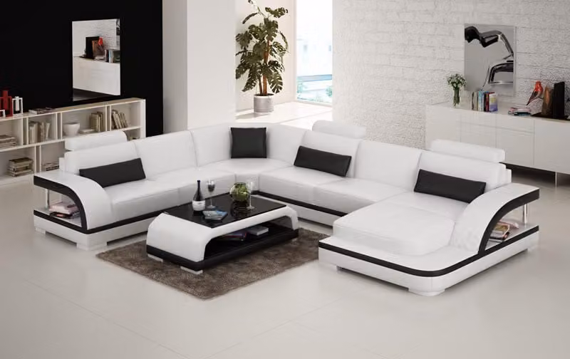 Ledersofa Couch Wohnlandschaft Ecksofa Eck Garnitur Design Modern Sofa mit USB