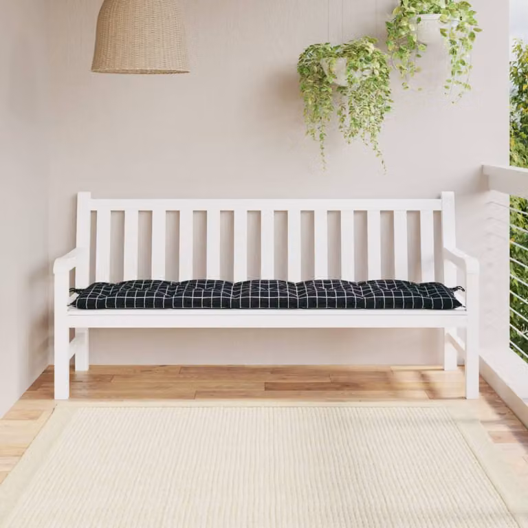 Cuscino per panca vidaXL a quadri neri e multicolore in tessuto Oxford idrorepellente e traspirante L: 180 cm, P: 50 cm, H: 7 cm