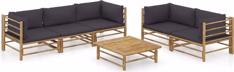 Maison Exclusive - Set da giardino da 6 pezzi con cuscini in bambù grigio scuro