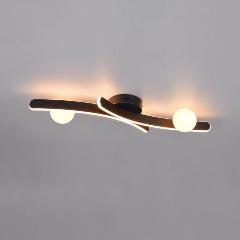 Trio Lighting Plafoniera soffitto Napoli, dimmerabile, Nero, Soggiorno / Sala da pranzo, Metallo, Moderno, Plafoniera