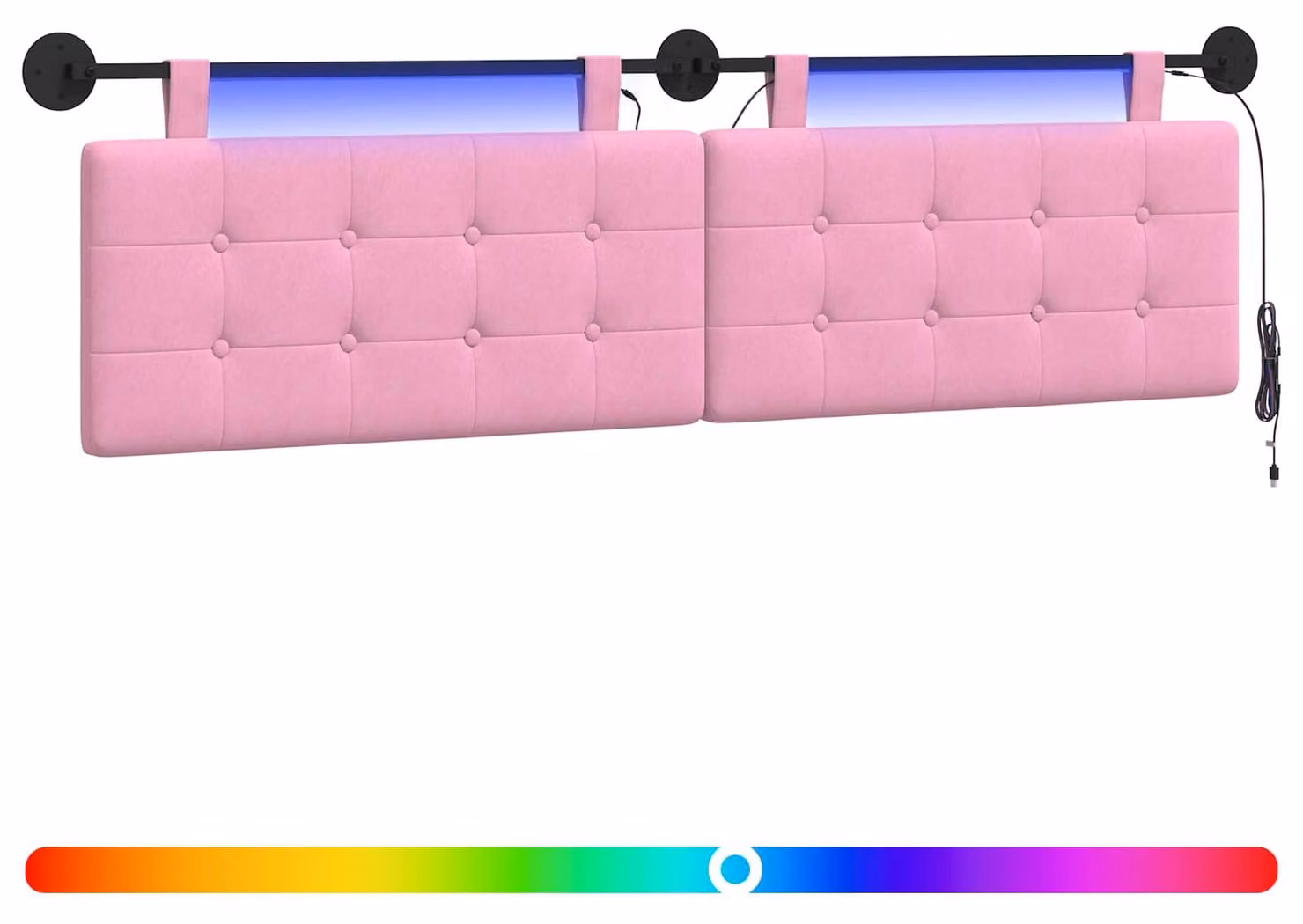 Testiera sospesa Con luce LED Rosa Tessuto
