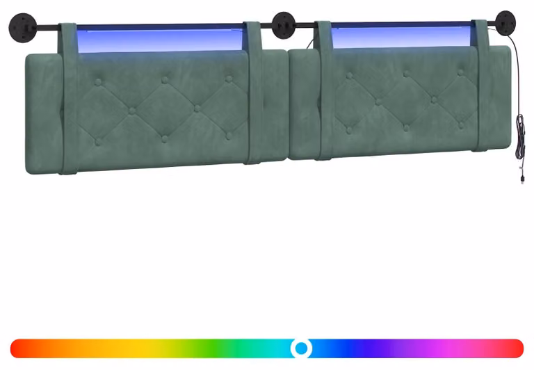 Testiera sospesa Con luce LED Verde Mare Velluto