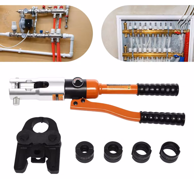 Pinza idraulica per crimpare - Forza di crimpatura: 10T - Corsa: 20 mm - Adatta per tubi in alluminio e acciaio