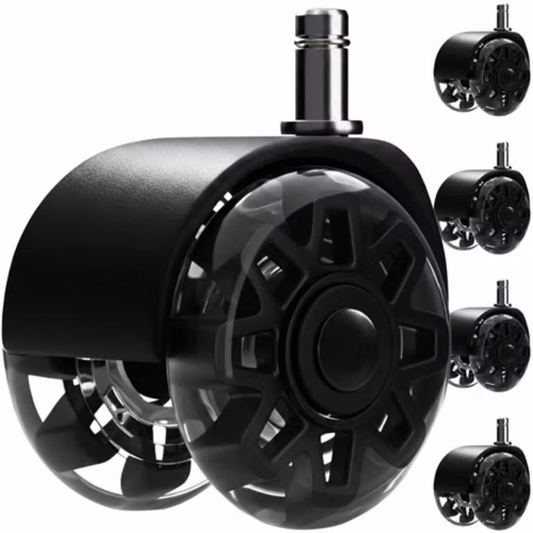 Ruhhy 26294 Set di ruote girevoli per sedie da ufficio 5 pezzi, nero
