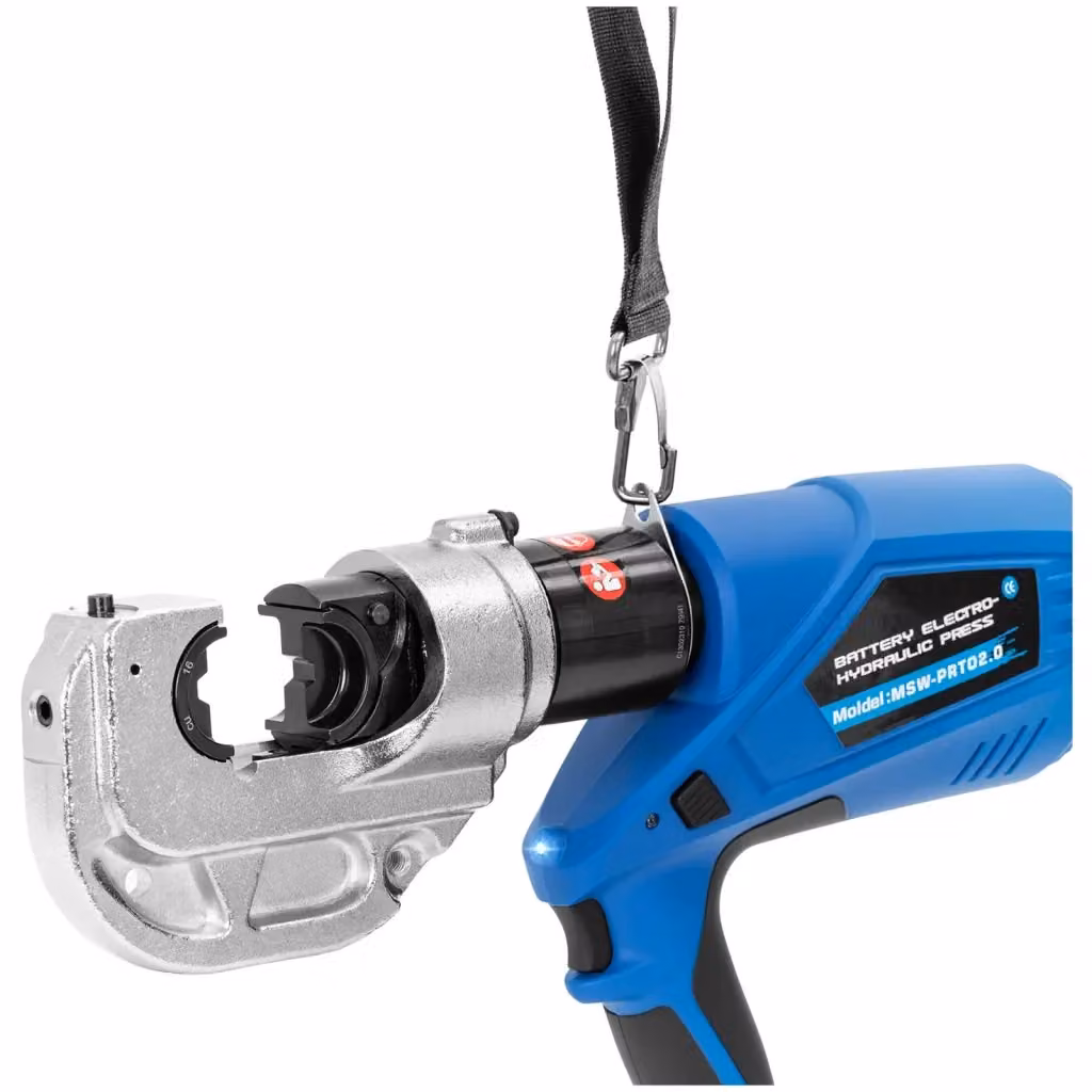Pinza crimpatrice idraulica esagonale da 16 a 400 mm² con forza di pressatura 120 kN in acciaio e plastica blu – 2