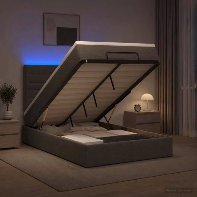 Letto Ottomano con Materasso e Illuminazione LED vidaXL Grigio e Bianco L/P/H: 200 x 120 x 88 cm – 1