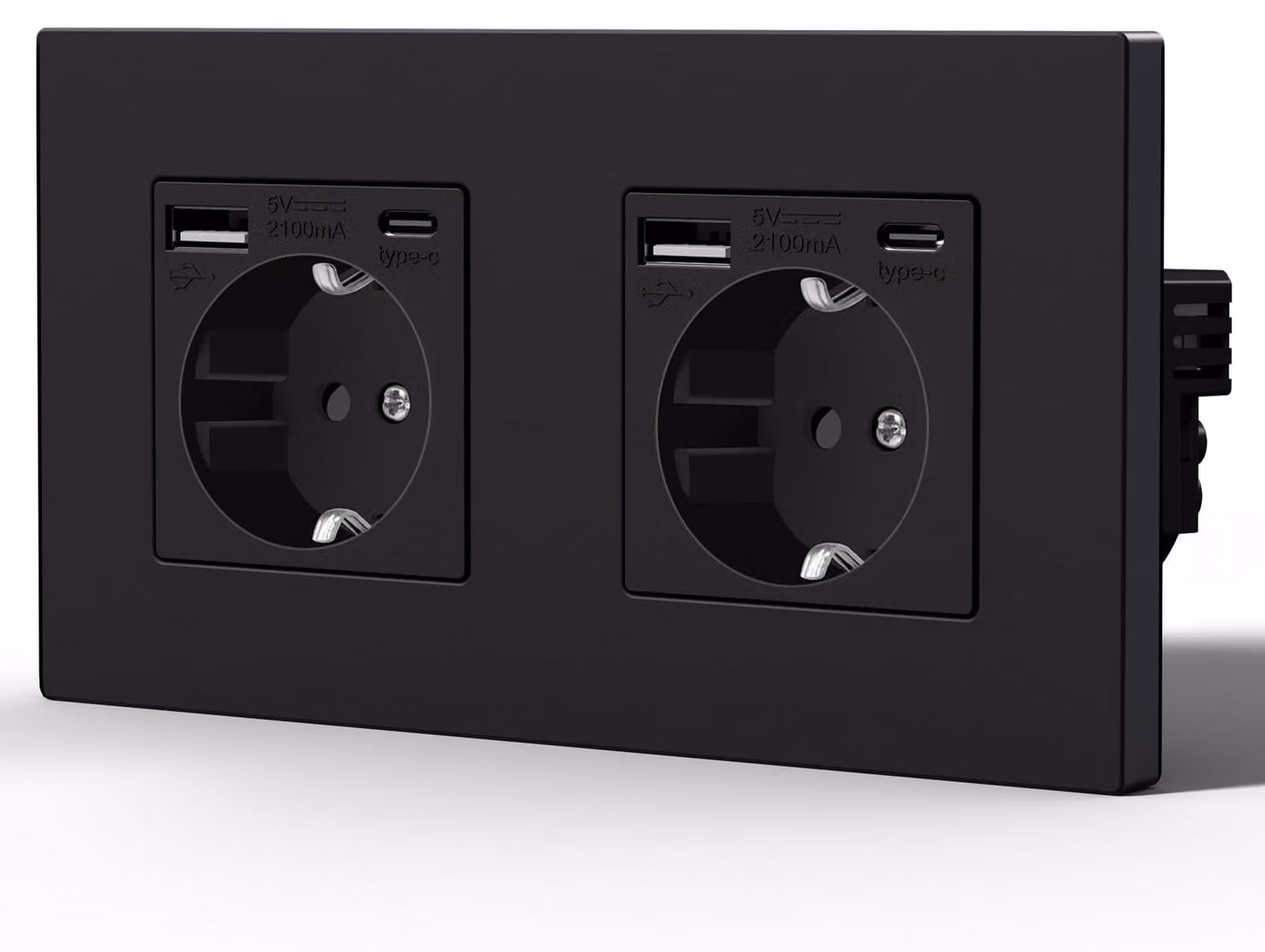 Prese multiple con USB e tipo C, 2 prese USB-C, colore nero