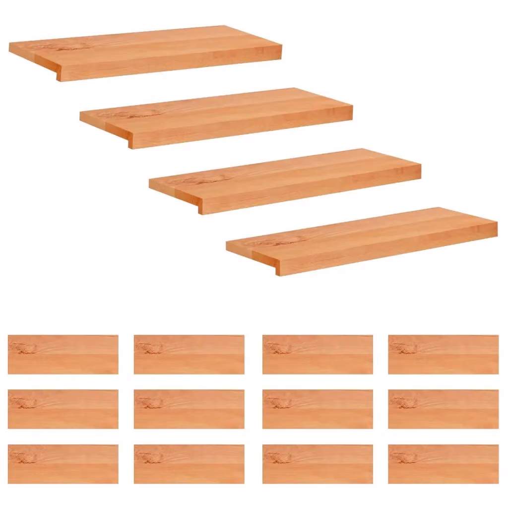 Set di 16 tappeti per scale vidaXL in legno di faggio color beige, L: 80 cm, P: 25 cm, H: 2 cm – 2