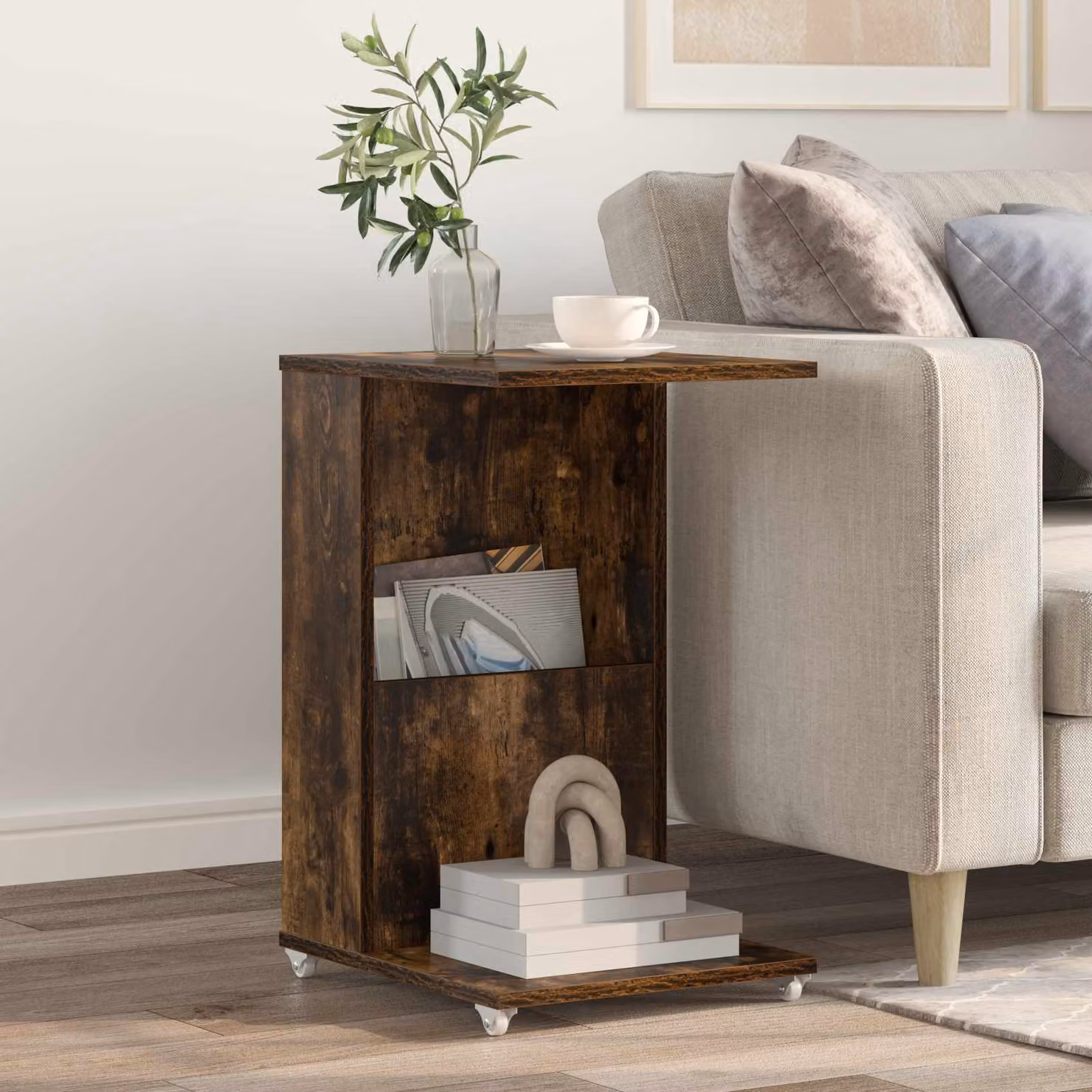 vidaXL Tavolo laterale moderno in legno marrone L/P/H: 40 x 35 x 60 cm