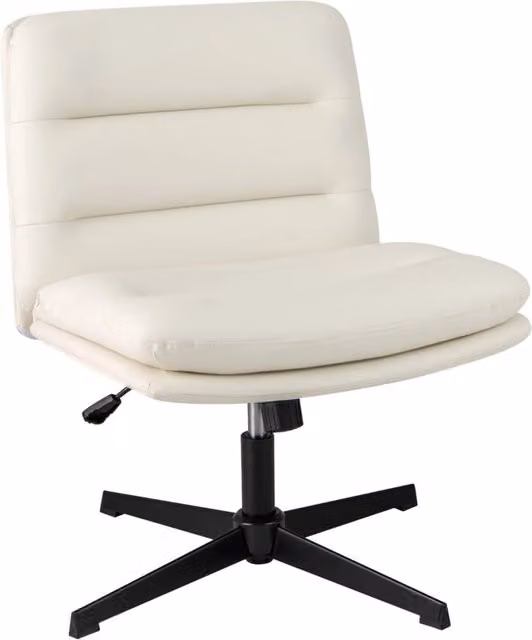 Sedia da ufficio Design Mania in pelle sintetica bianca con base in metallo e rotazione a 360 gradi