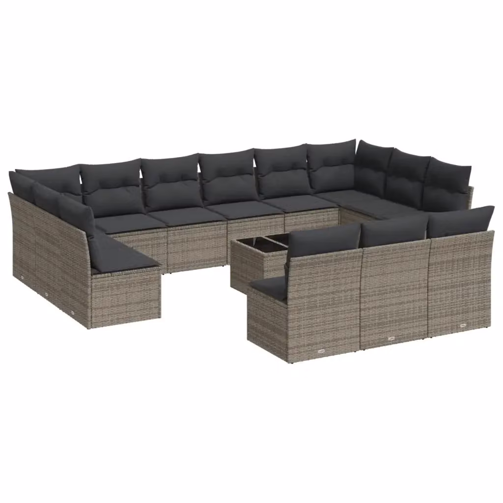 vidaXL Set Divani da Giardino a L con Tavolino in Polyrattan e Metallo, Grigio – 2