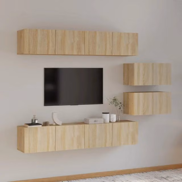 Set di Mobili Porta TV 6 pz-Set di 6 Credenza per TV Rovere Sonoma in Legno Multistrato 628579