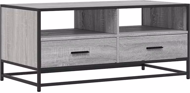 Tavolino Grigio Sonoma 100x50x45 cm Legno Multistrato e Metallo