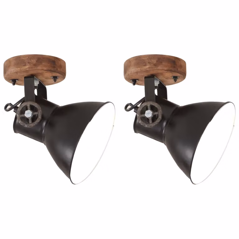 vidaXL Lampade da parete/soffitto in stile industriale, 2 pezzi, nero, 20x25 cm, E27