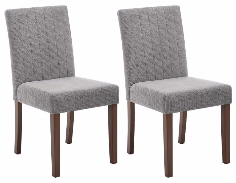 Sedia scandinava - Sedia da pranzo, sedia da cucina, set da 2 - Seduta imbottita, rivestimento effetto lino - Struttura in metallo - Senza braccioli - 79x56x46 cm - Grigio chiaro