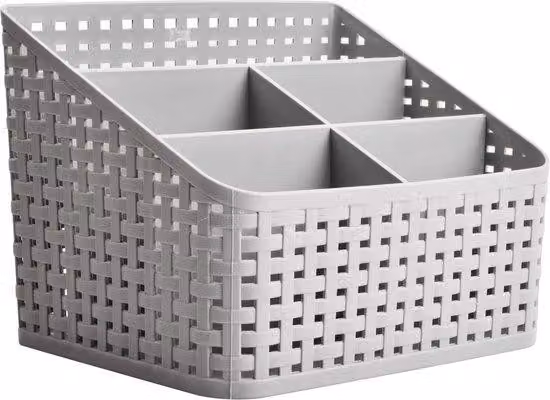 Portaoggetti in plastica per l'ufficio e la casa, multifunzionale, con maniglia, 1 cassetto, grigio
