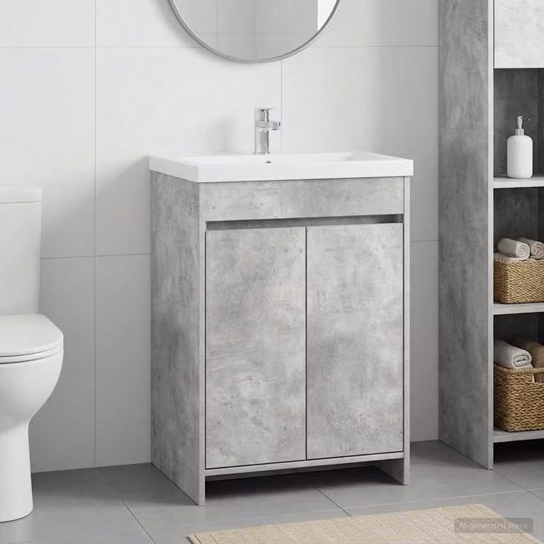 vidaXL Mobiletto da Bagno Moderno con Ante a Battente Grigio Opaco