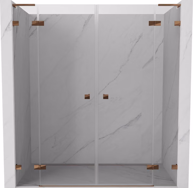 Mexen Lunar L Duo porta doccia a battente 170 cm, trasparente, oro rosa - 834DL-170-000-60-00