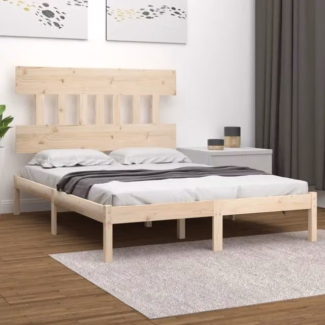 Giroletto vidaXL in legno massello di pino bianco stile rustico con doghe fisse L/P/H: 120 x 200 x 31 cm – 1