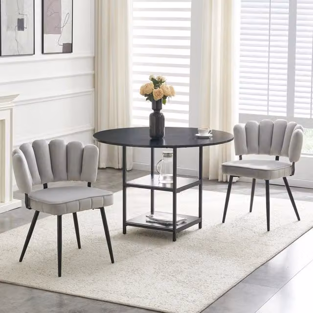 Tavolo da pranzo rotondo per 2 persone con 2 sedie, 2 ripiani aperti, per cucina e sala da pranzo, 107 cm