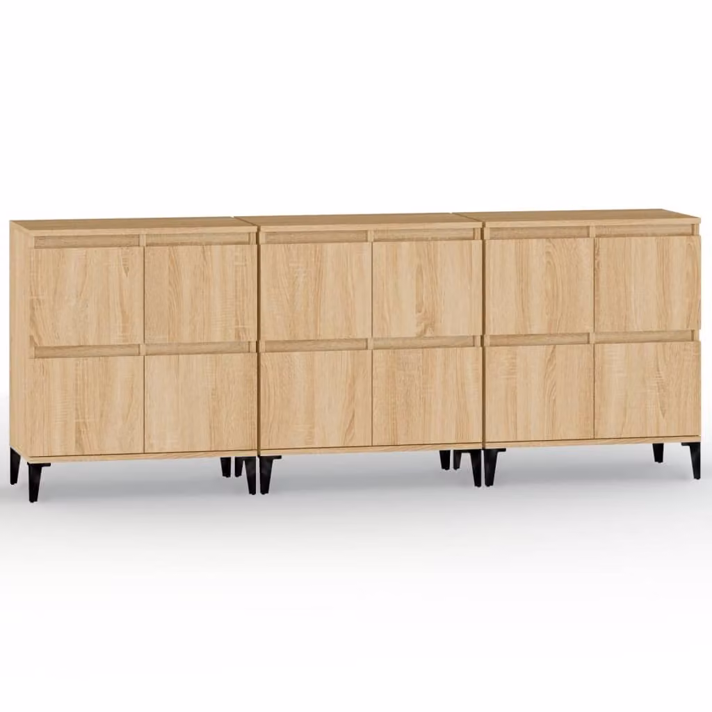 Credenze 3pz Rovere Sonoma 60x35x70 cm in Legno Multistrato