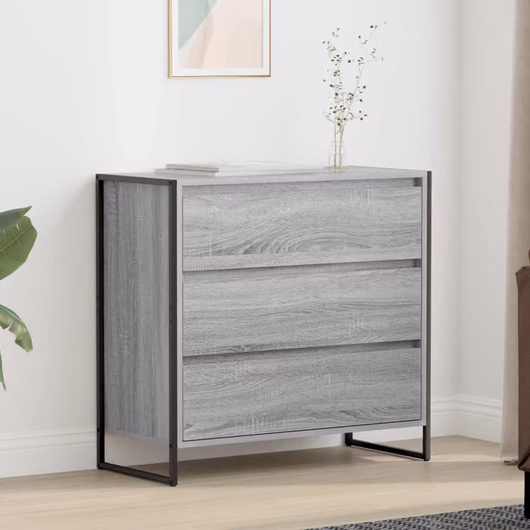 Credenza moderna vidaXL in legno ingegnerizzato color grigio, L 79 x P 36 x H 75.5 cm
