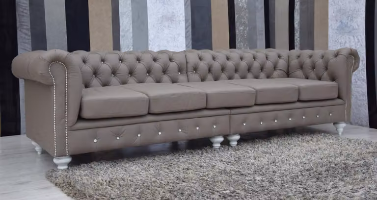 Chesterfield Sofa Couch Polster Leder Couchen Polster Garnitur 5 Sitzers