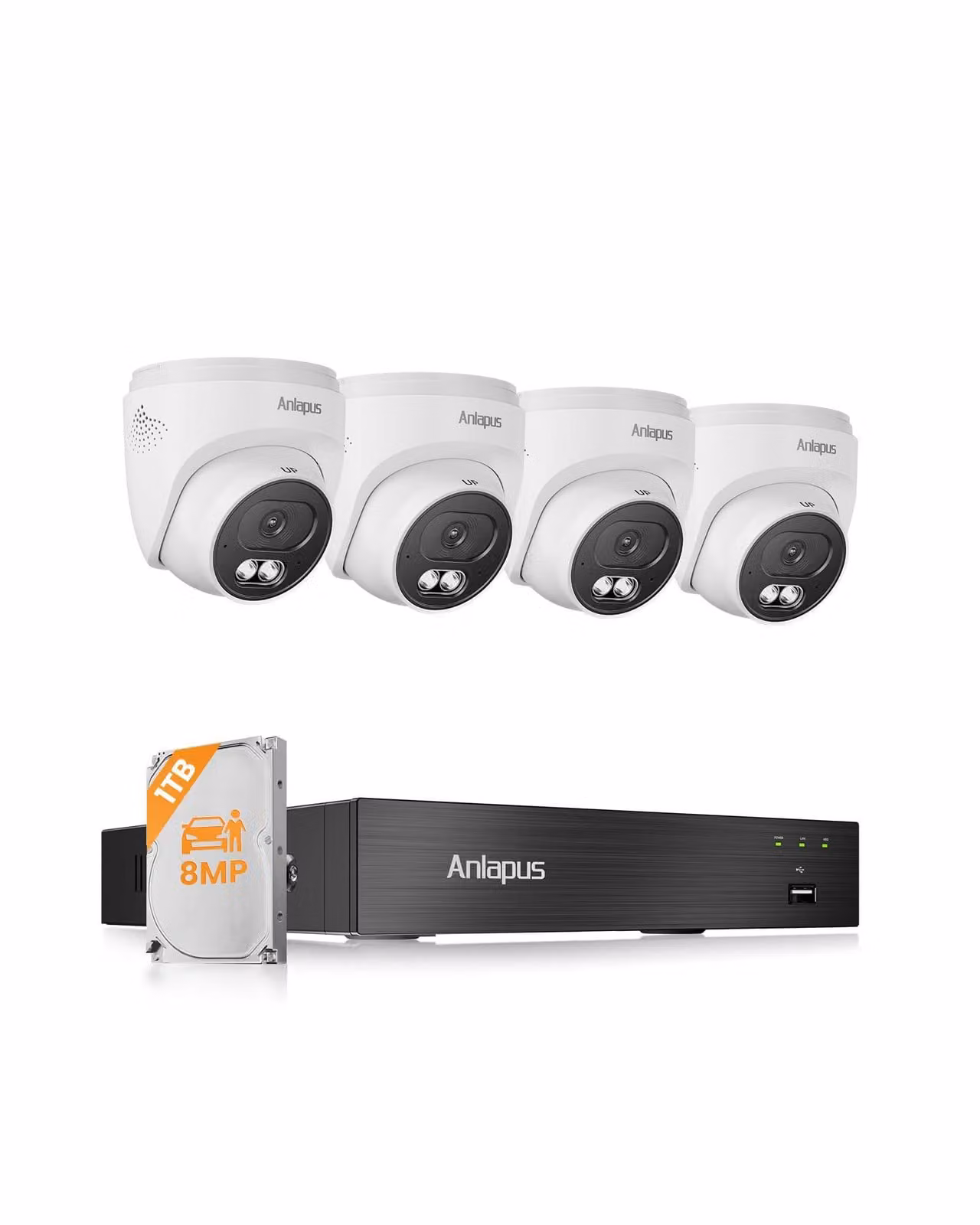 Kit di telecamere di sicurezza cablate 4K da 8 megapixel - Set completo di telecamere per esterni, comprensivo di 1TB di spazio di archiviazione