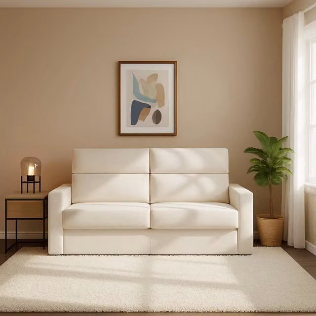 Divano Letto Ecate DMORA Made in Italy, 2 Posti, Sfoderabile, Beige, L: 200 cm, P: 95 cm – 1